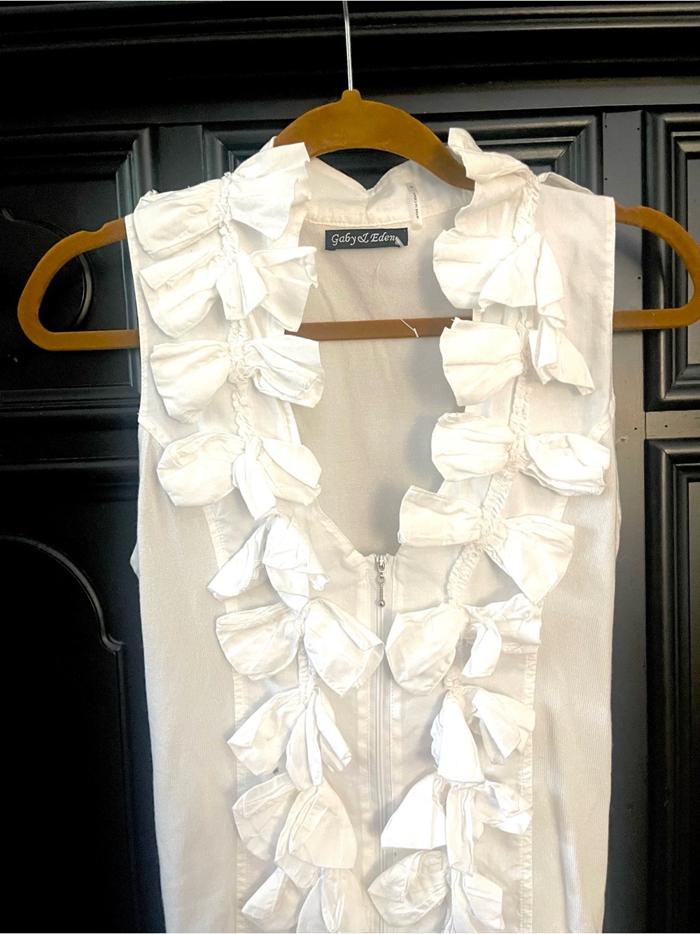 White Ruffle Front Sleeveless Top